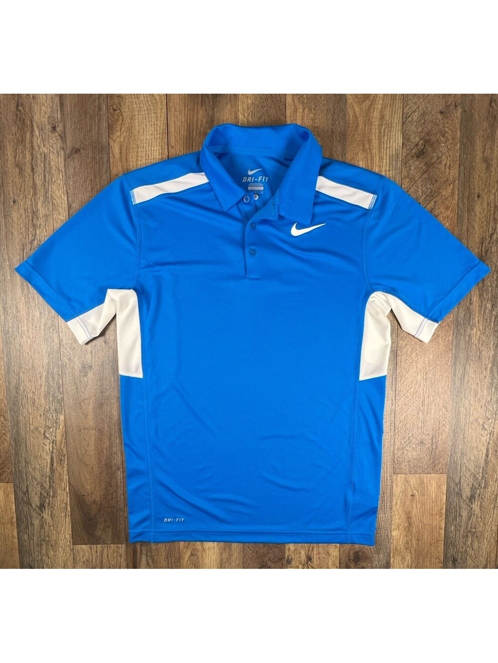 Nike Dri-Fit Men’s Small Blue White Short Sleeve Golf Polo Lightweight Preppy